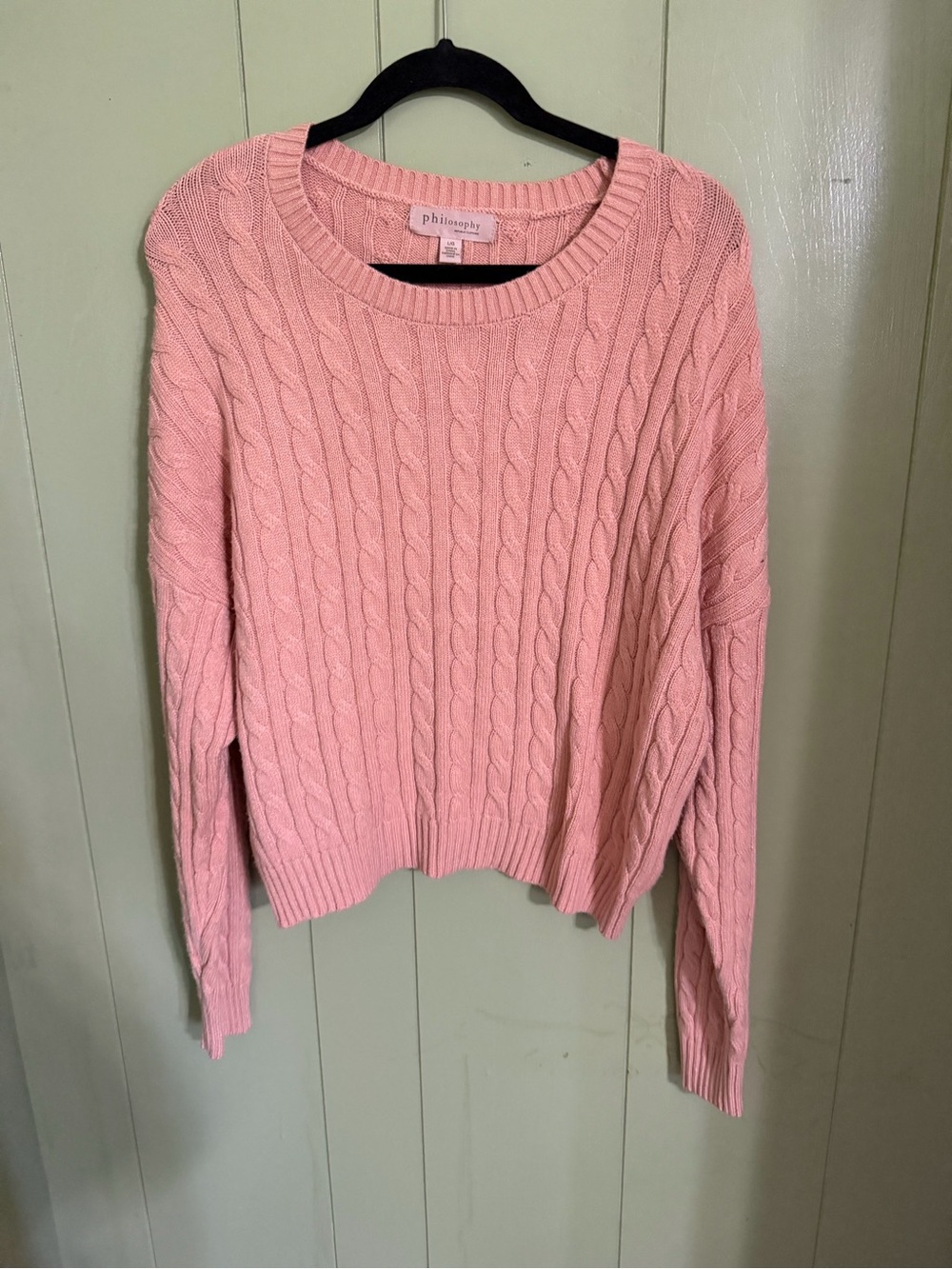 Philosophy Pink Cable Knit Crewneck Sweater